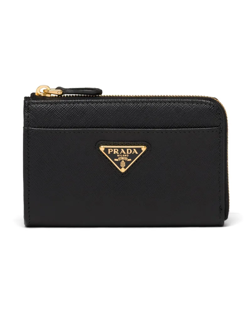 Prada Schlüsselanhänger Aus Saffiano Leder, Damen, Schwarz Schwarz