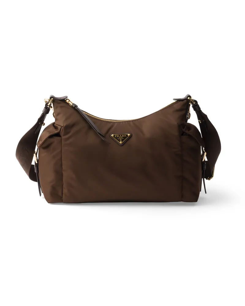 Prada Explore Große Tasche Aus Re-nylon Und Leder, Damen, Sienna Sienna
