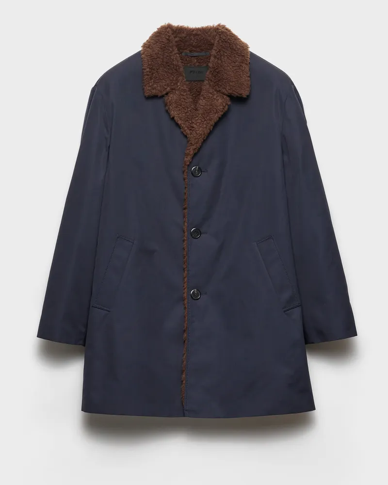 Prada Jacke aus Baumwolle und Lammfell Blau