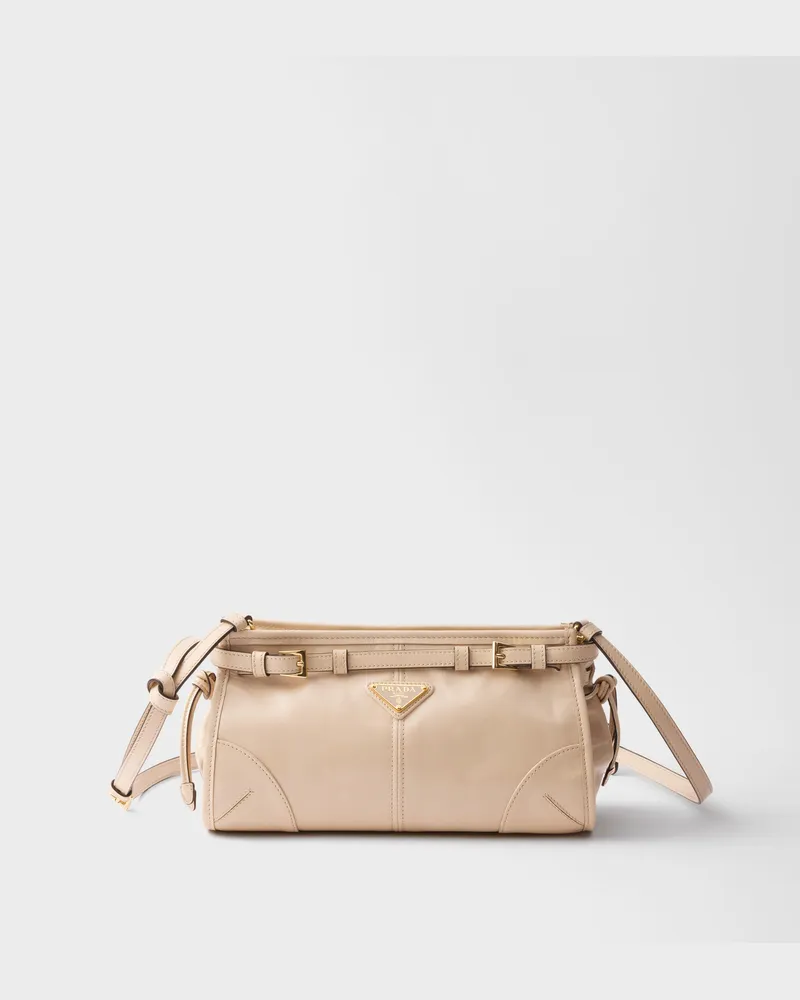Prada Bonnie Kleine Schultertasche aus Leder Travertin