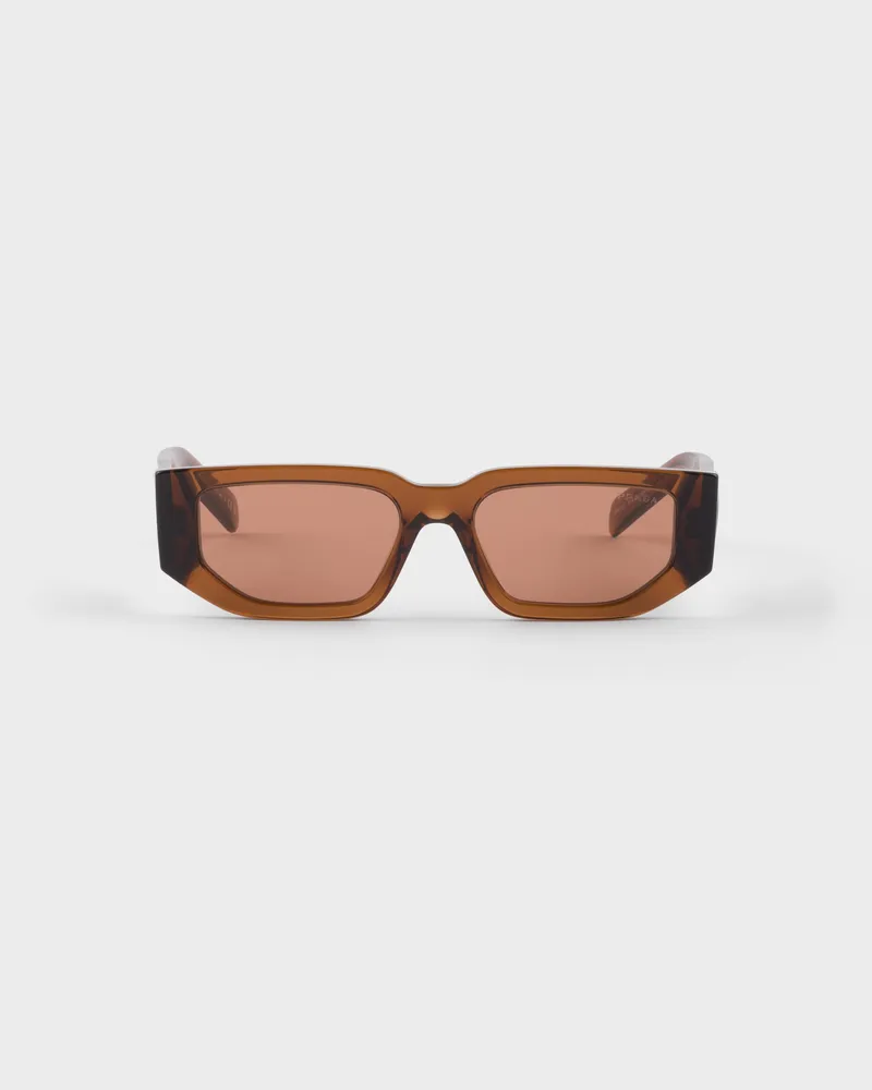 Prada Sonnenbrille mit Triangolo-Logo Schokoladenbraune