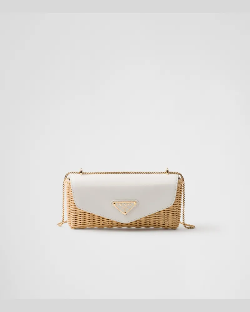 Prada Mini Bag aus Korbgeflecht und Leder Hellbraun