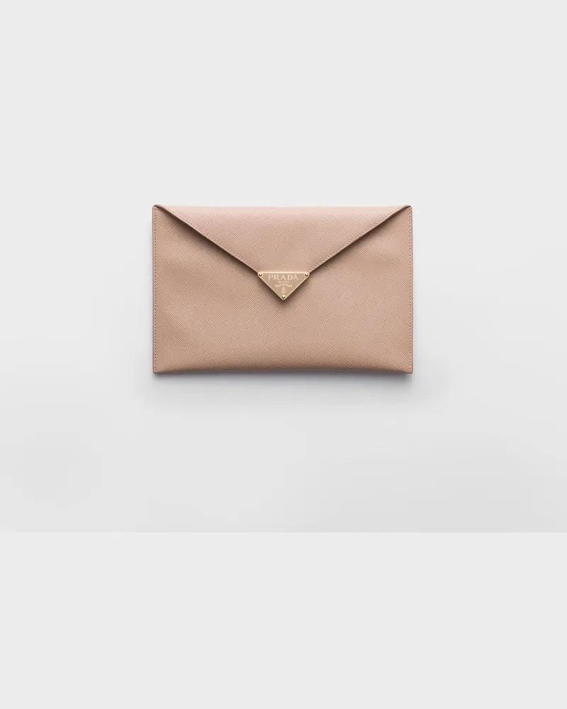 Prada Envelope-Clutch aus Saffiano-Leder Puderrosa
