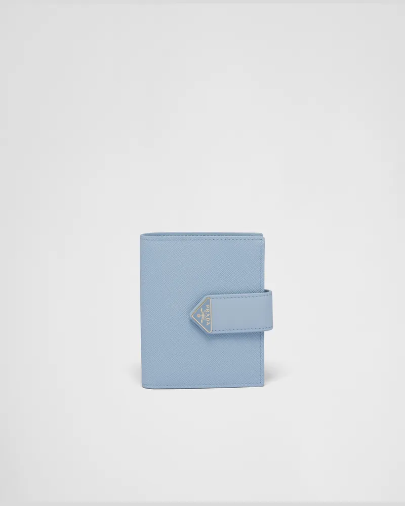 Prada Kleine Geldbörse aus Saffiano und Leder Hellblau