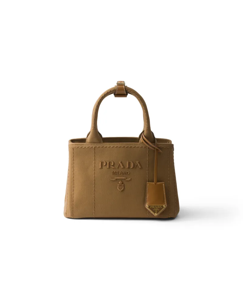Prada Jardinière Mini-handtasche Aus Baumwoll-canvas, Damen, Tabak Tabak