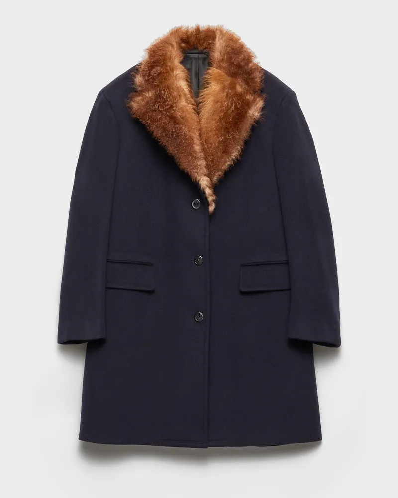 Prada Einreihiger Mantel aus Tuch Blau