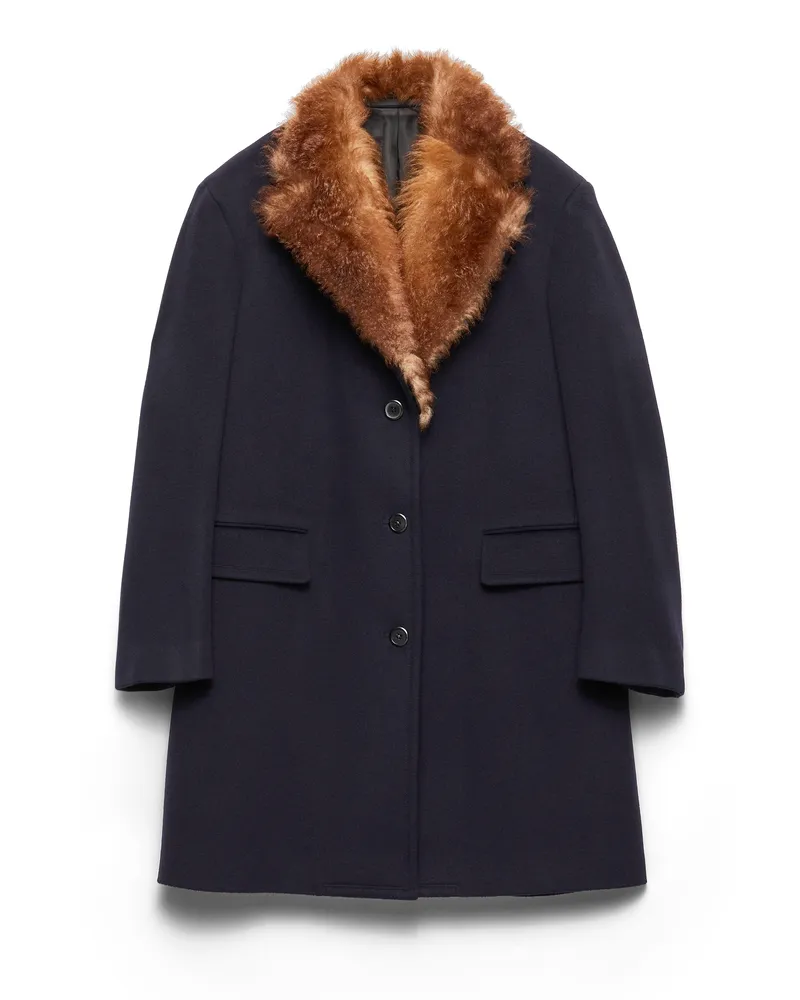 Prada Einreihiger Mantel Aus Tuch, Damen, Blau, Größe Blau