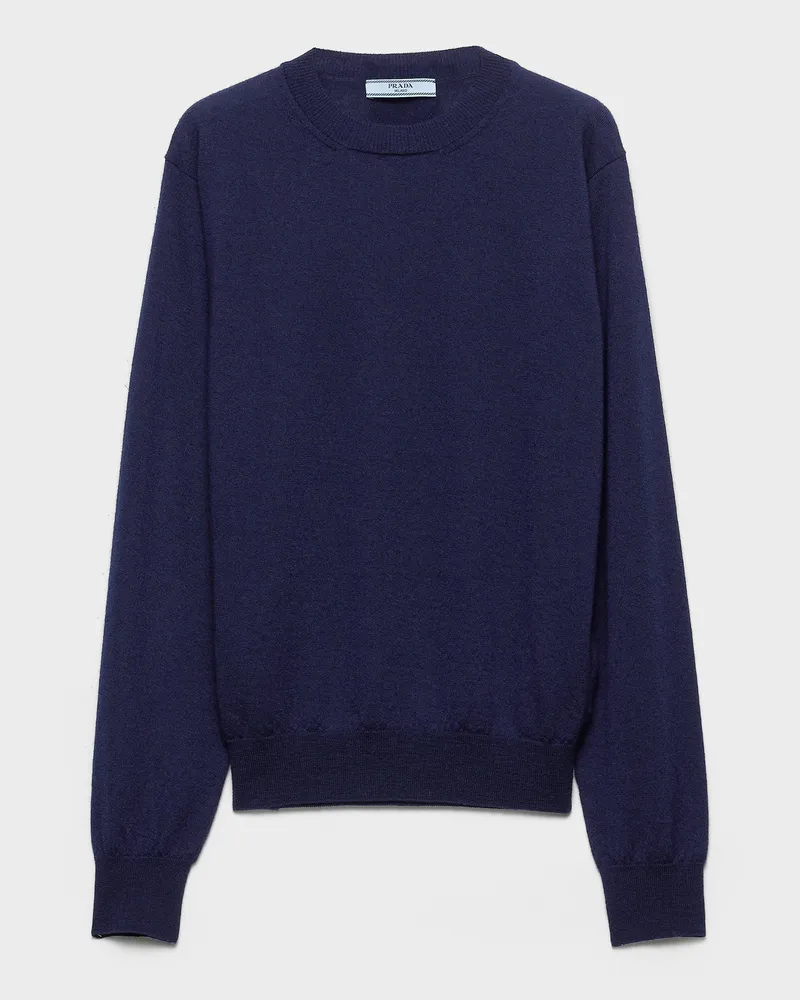 Prada Rundhalspullover aus Kaschmir Blau