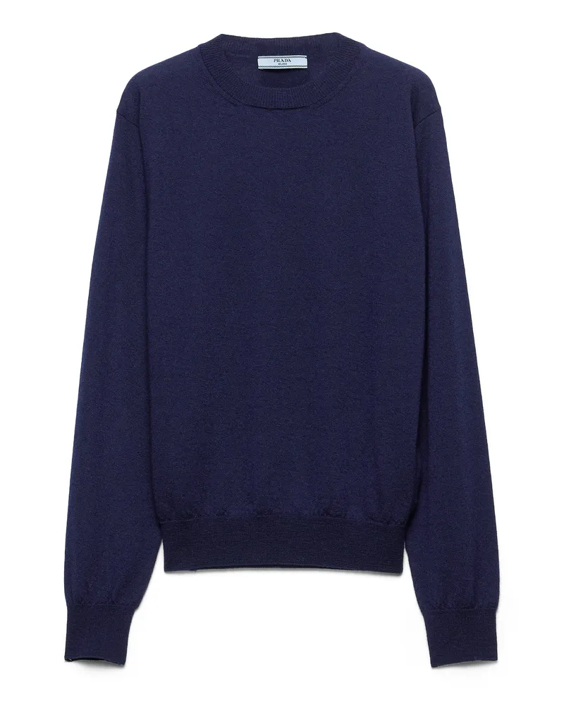 Prada Rundhalspullover Aus Kaschmir, Damen, Blau, Größe Blau