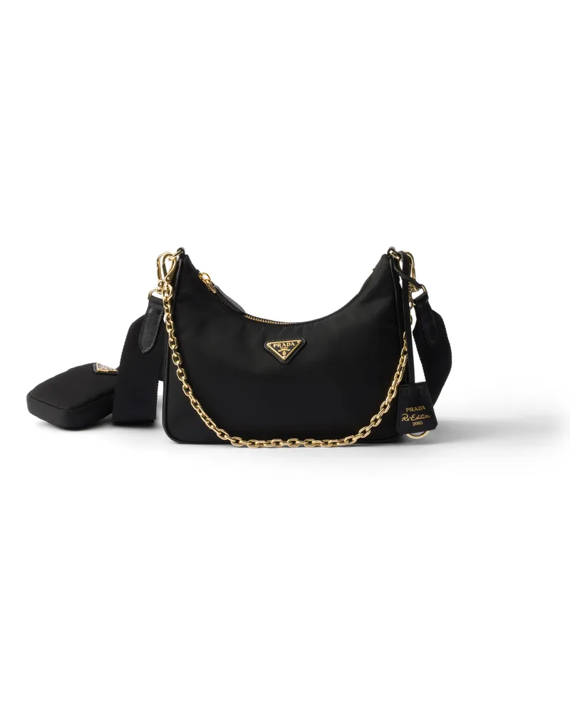 Prada Re-edition 2005 Tasche Aus Re-nylon, Damen, Schwarz Schwarz