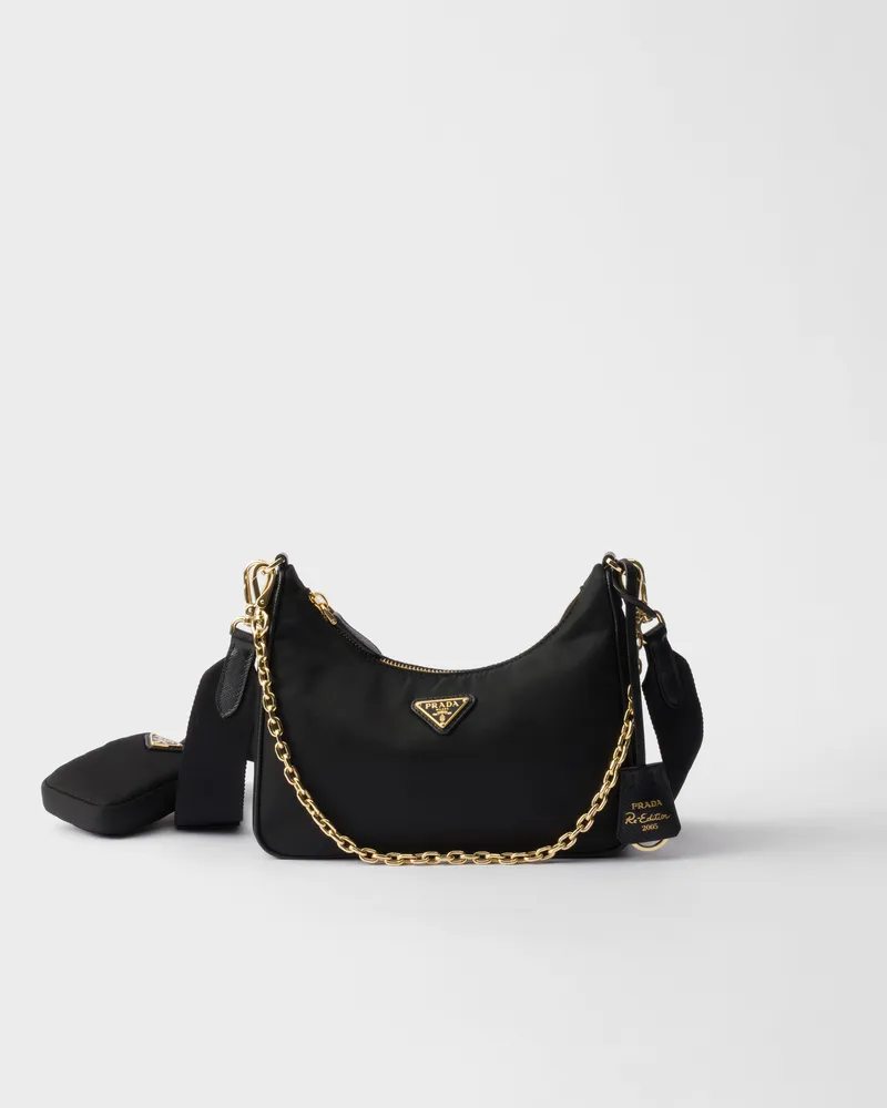 Prada Re-edition 2005 Tasche Aus Re-nylon, Damen, Schwarz Schwarz