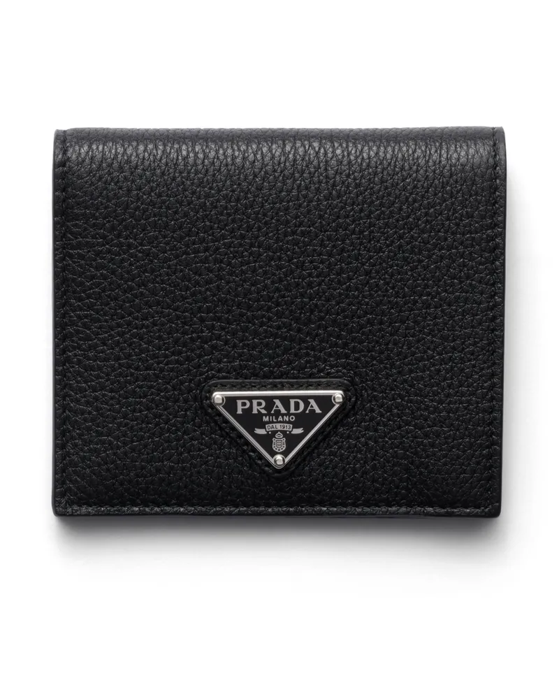 Prada Geldbörse Aus Leder, Herren, Schwarz Schwarz