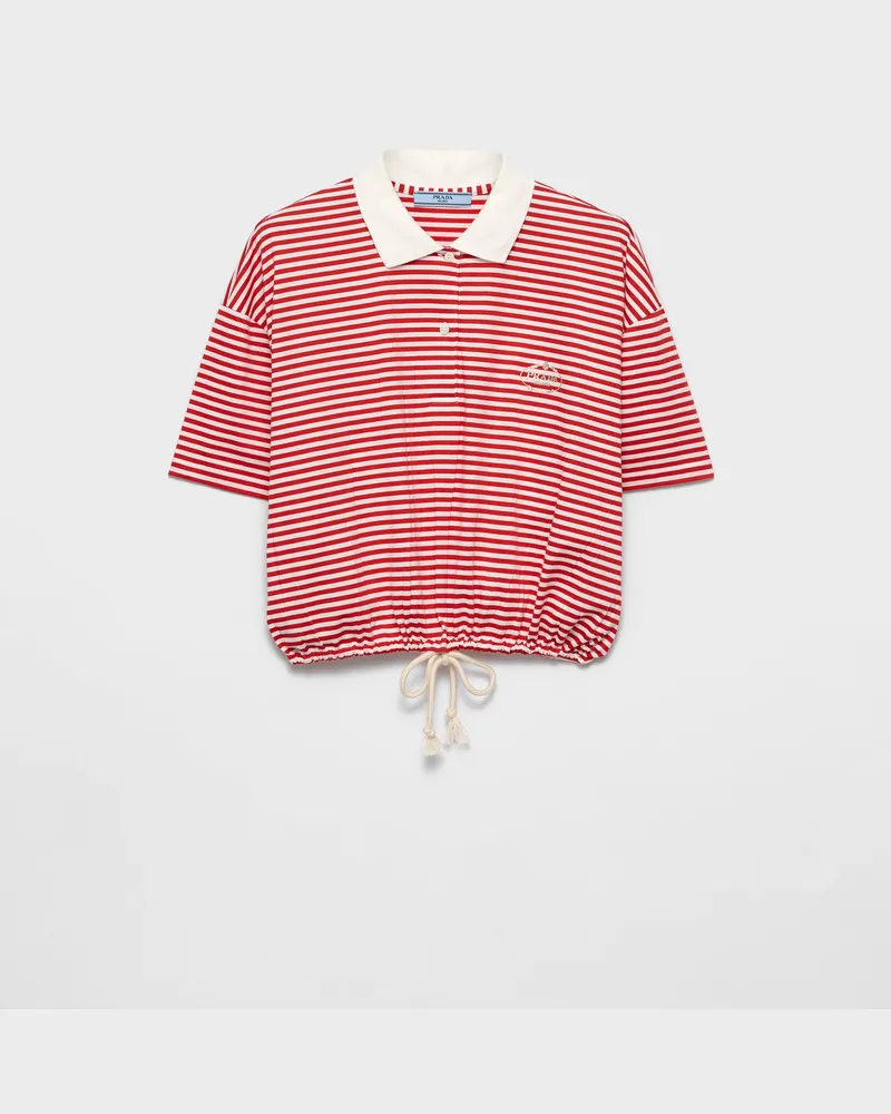 Prada Poloshirt aus gestreiftem Jersey Rot