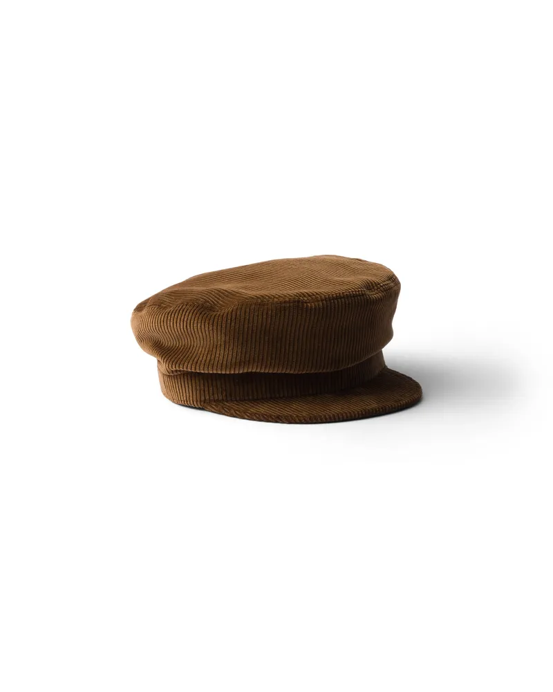 Prada Ballonmütze Aus Cord, Herren, Tabak, Größe Tabak