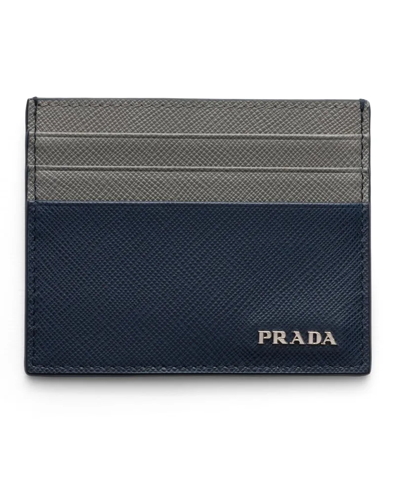 Prada Kartenetui Aus Saffiano-leder, Herren, Ostseeblau/marmorgrau Ostseeblau