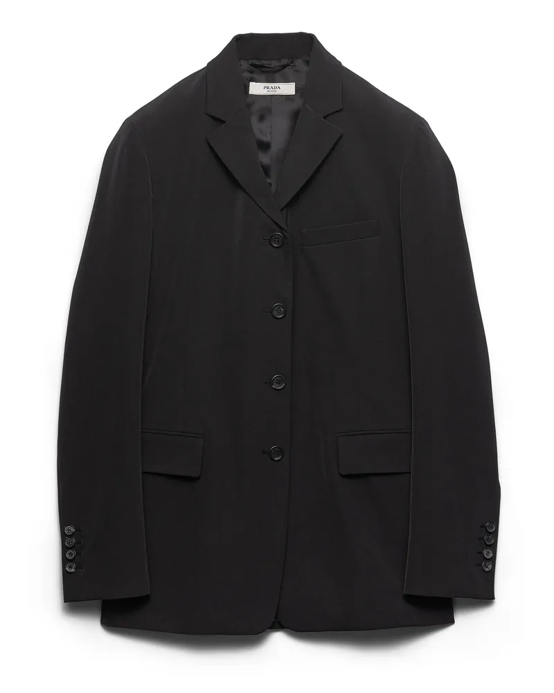 Prada Einreihige Jacke Aus Techno-stretch, Damen, Schwarz, Größe Schwarz