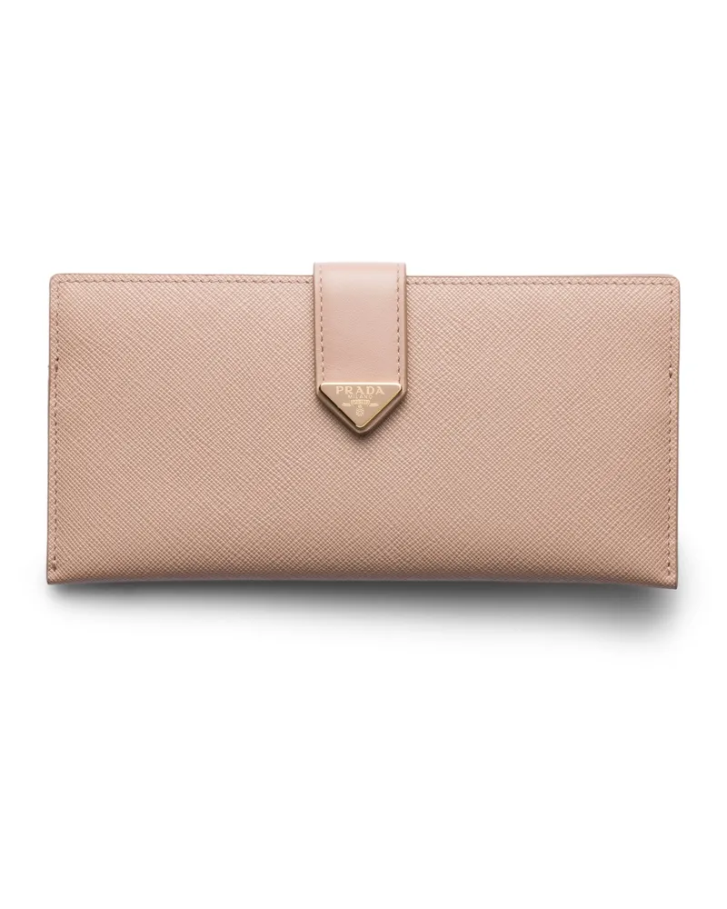 Prada Große Geldbörse Aus Saffiano Und Leder, Damen, Puderrosa Puderrosa