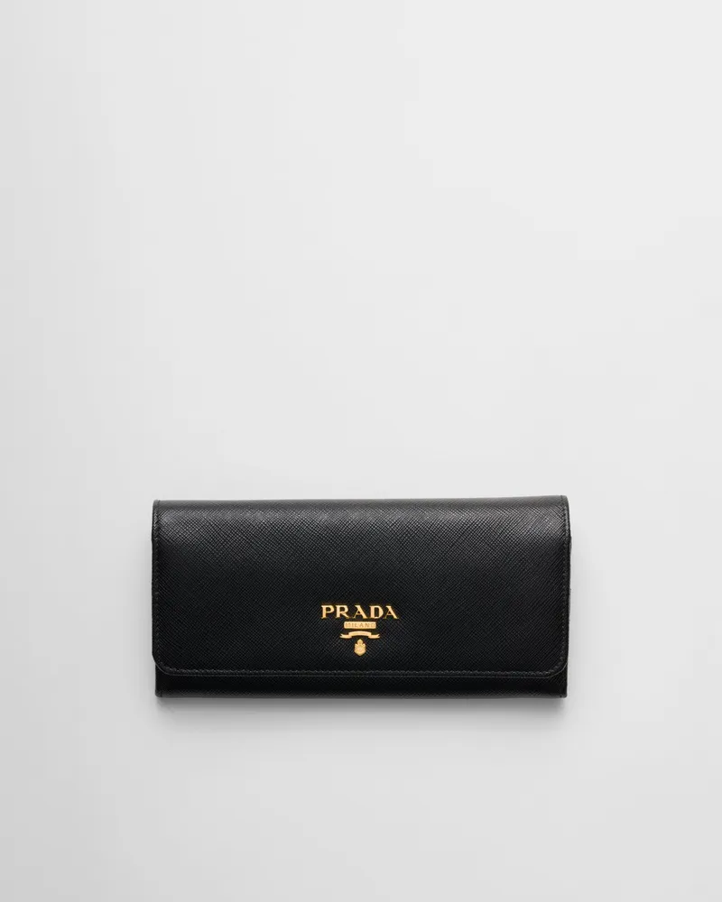 Prada Große Geldbörse aus Saffiano-Leder Schwarz