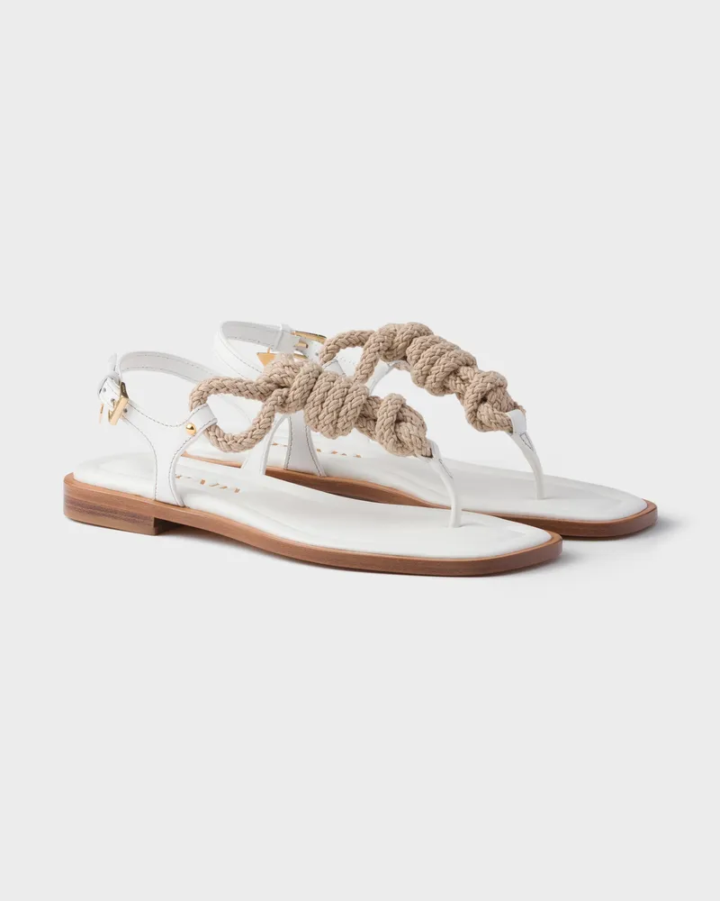 Prada Zehensteg-Sandalen aus Leder Weiss