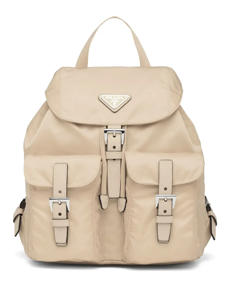 Prada Kleiner Rucksack Aus Re-nylon, Damen, Wüstenbeige Wüstenbeige