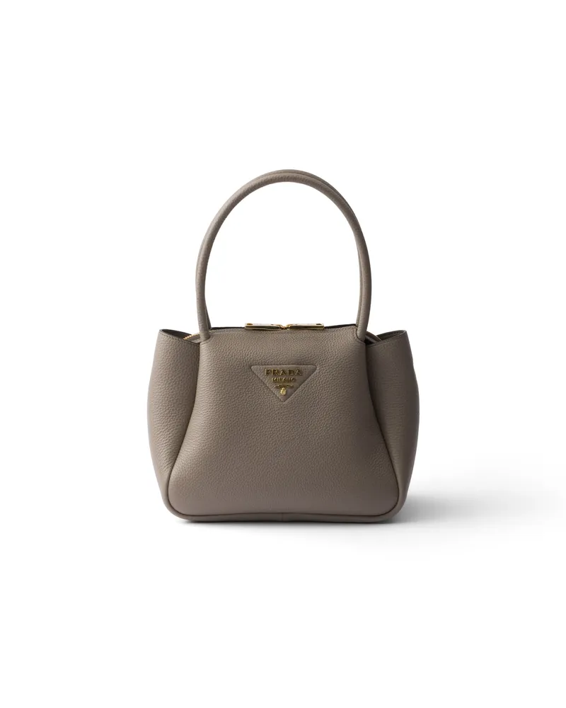 Prada Kleine Handtasche Aus Leder, Damen, Lehmgrau Lehmgrau