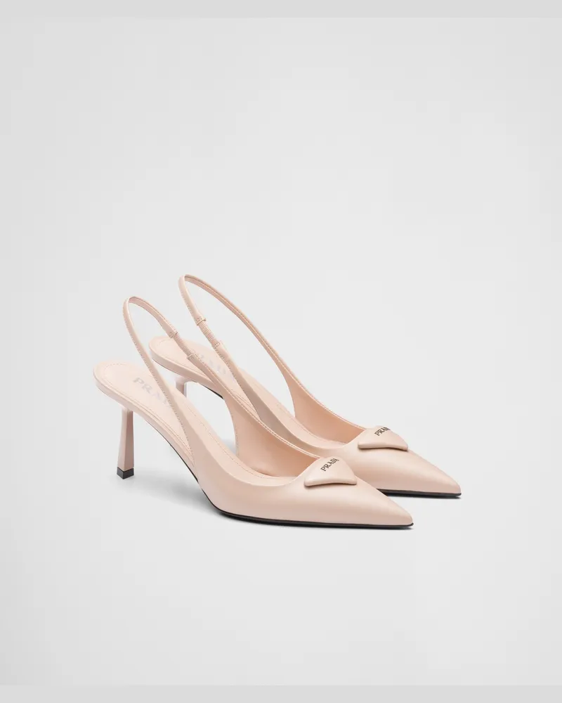 Prada Slingback-Pumps aus gebürstetem Leder Puderrosa