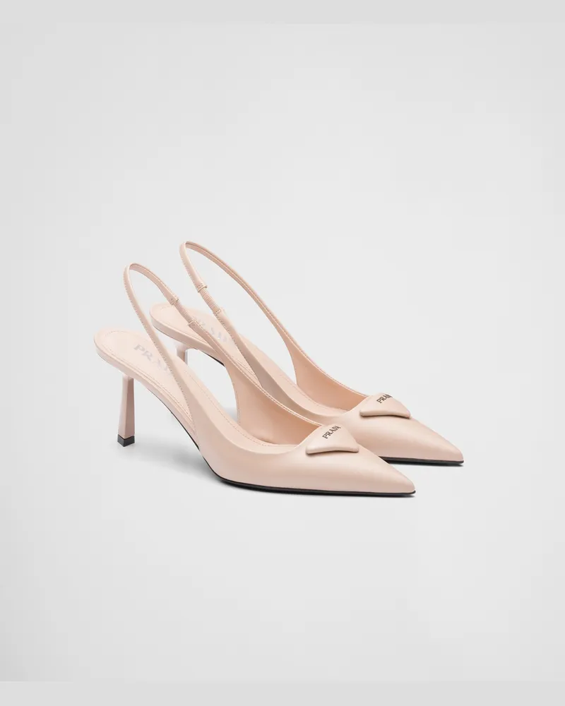 Prada Slingback-pumps Aus Gebürstetem Leder, Damen, Puderrosa, Größe Puderrosa