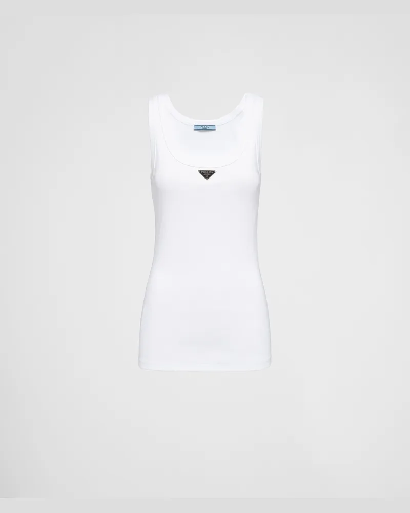 Prada Tanktop aus Jersey-Rippstrick Weiss