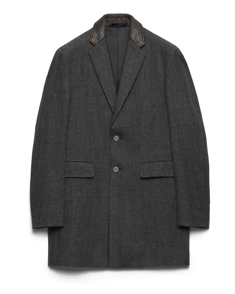 Prada Einreihiger Mantel Aus Wollgemisch, Herren, Anthrazitgrau, Größe Anthrazitgrau