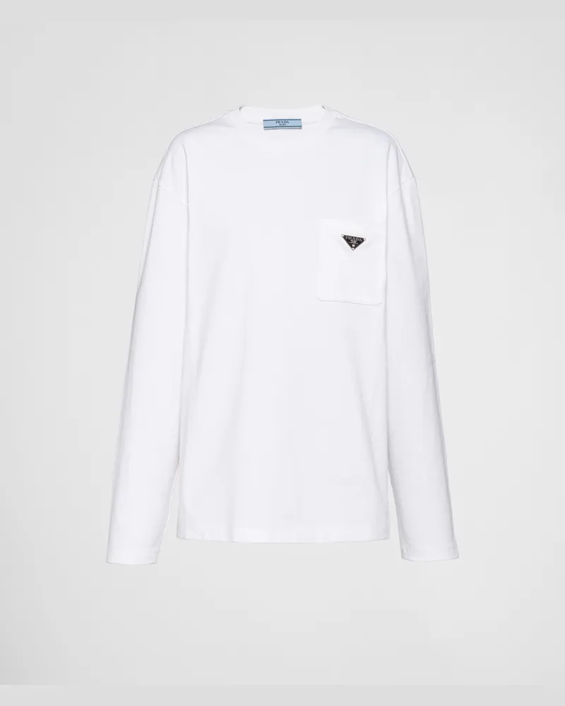 Prada T-Shirt aus Jersey Weiss
