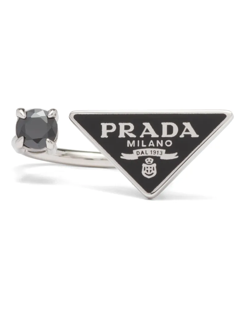 Prada Symbole Ring, Damen, Schwarz/diamantschwarz, Größe 15 Schwarz