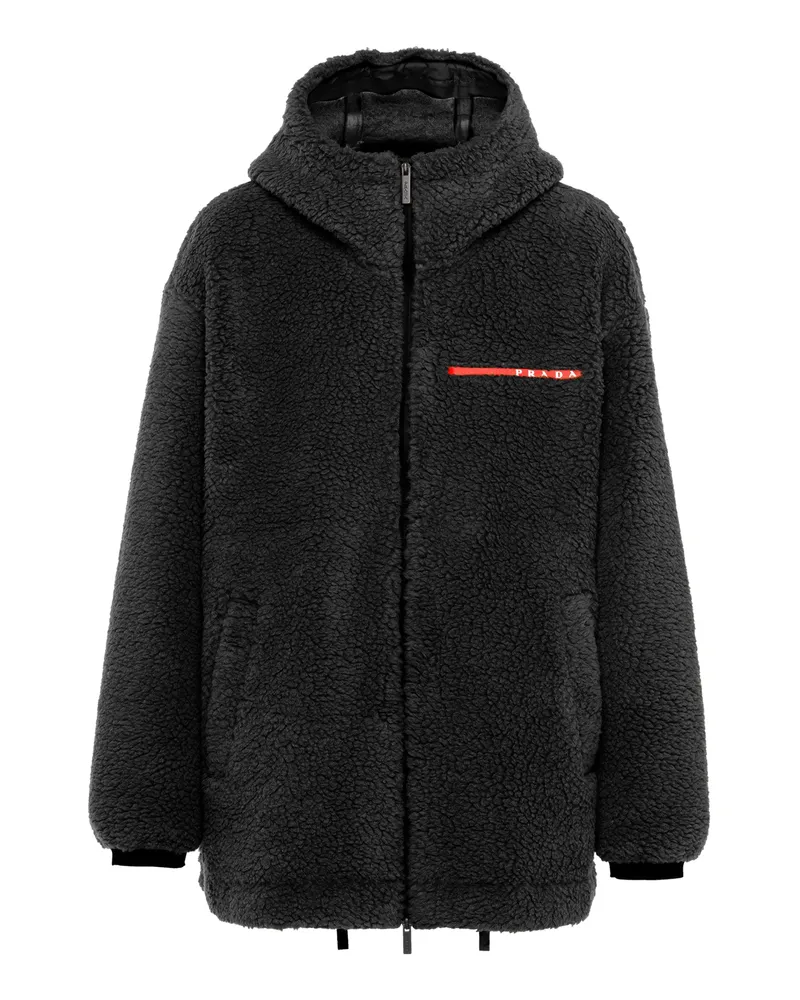 Prada Kapuzenjacke Aus Recycling-fleece, Herren, Schwarz, Größe Schwarz