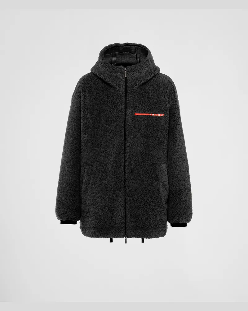 Prada Kapuzenjacke aus Recycling-Fleece Schwarz