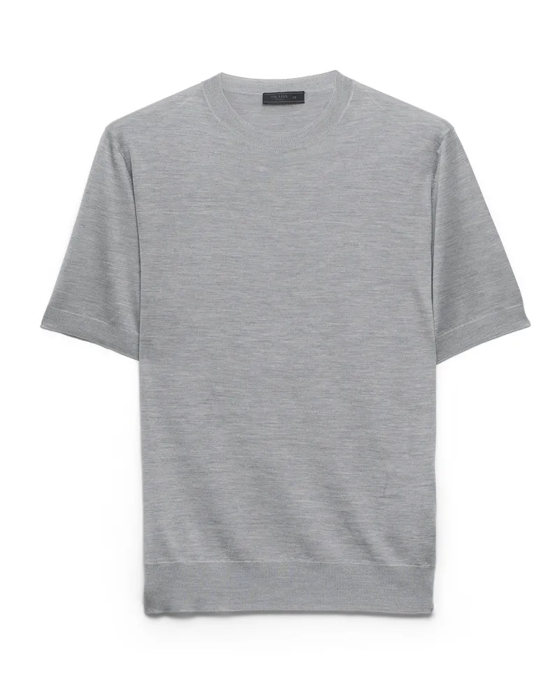 Prada Kurzärmliger Pullover Aus Seide, Herren, Grau, Größe Grau