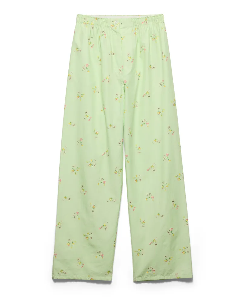 Prada Hose Aus Altem Canvas Mit Blumenprint, Damen, Puderblau, Größe Puderblau
