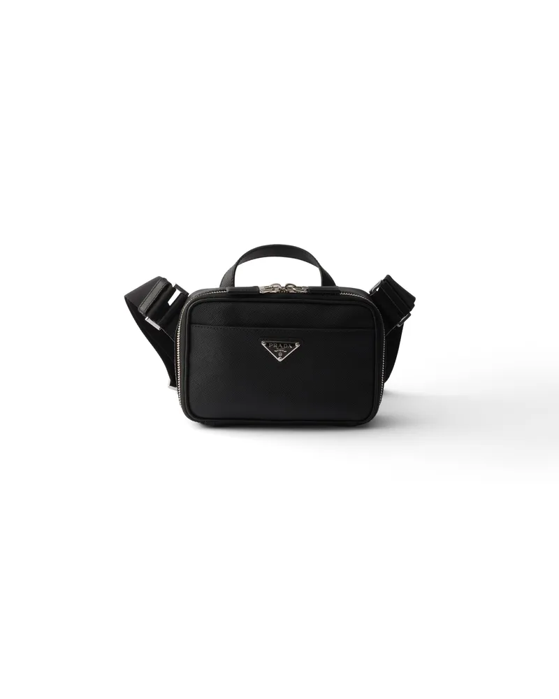 Prada Schultertasche Aus Saffiano-leder, Herren, Schwarz Schwarz