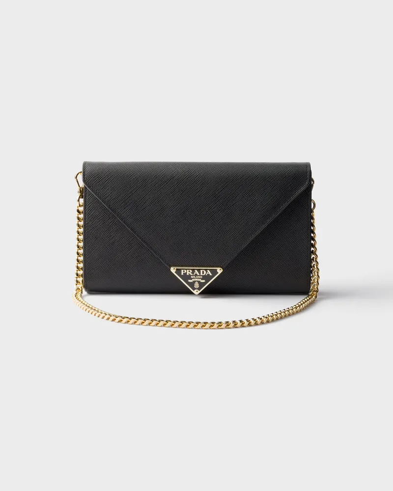 Prada Kuvert-Clutch aus Saffiano-Leder Schwarz