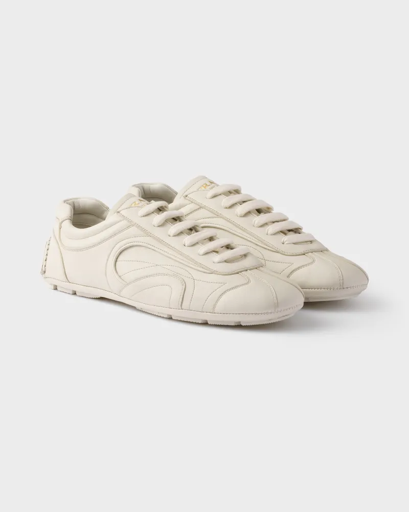 Prada Montecarlo Re-Edition 2005 Sneaker aus antikisiertem Nappaleder Kalkweiss