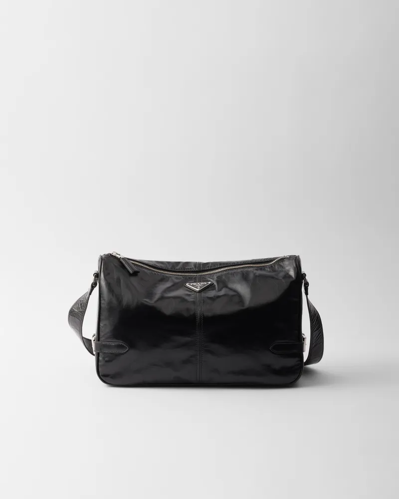 Prada Schultertasche aus Leder Schwarz