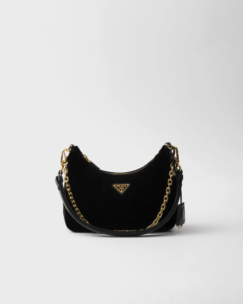 Prada Re-Edition Mini Bag aus Samt Schwarz