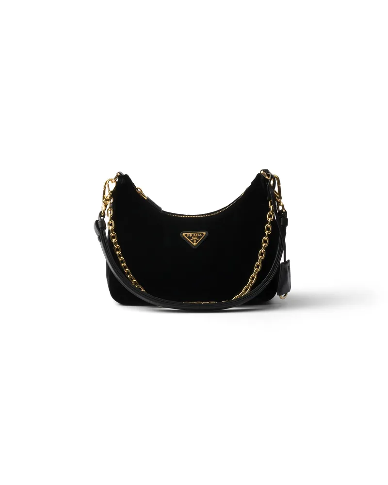 Prada Re-edition Mini Bag Aus Samt, Damen, Schwarz Schwarz