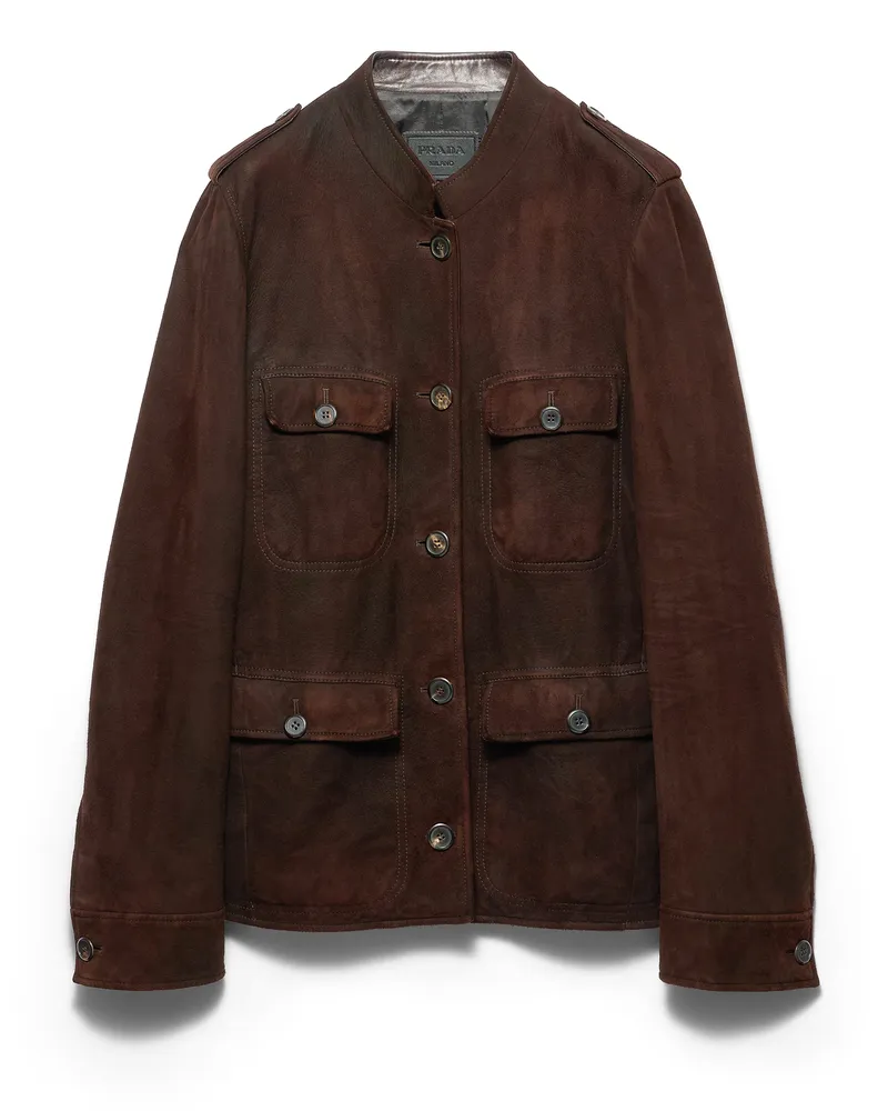 Prada Jacke Aus Wildleder, Damen, Kaffeebraun, Größe Kaffeebraun