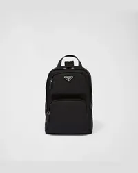 Prada Rucksack aus Re-Nylon und Saffiano-Leder Schwarz