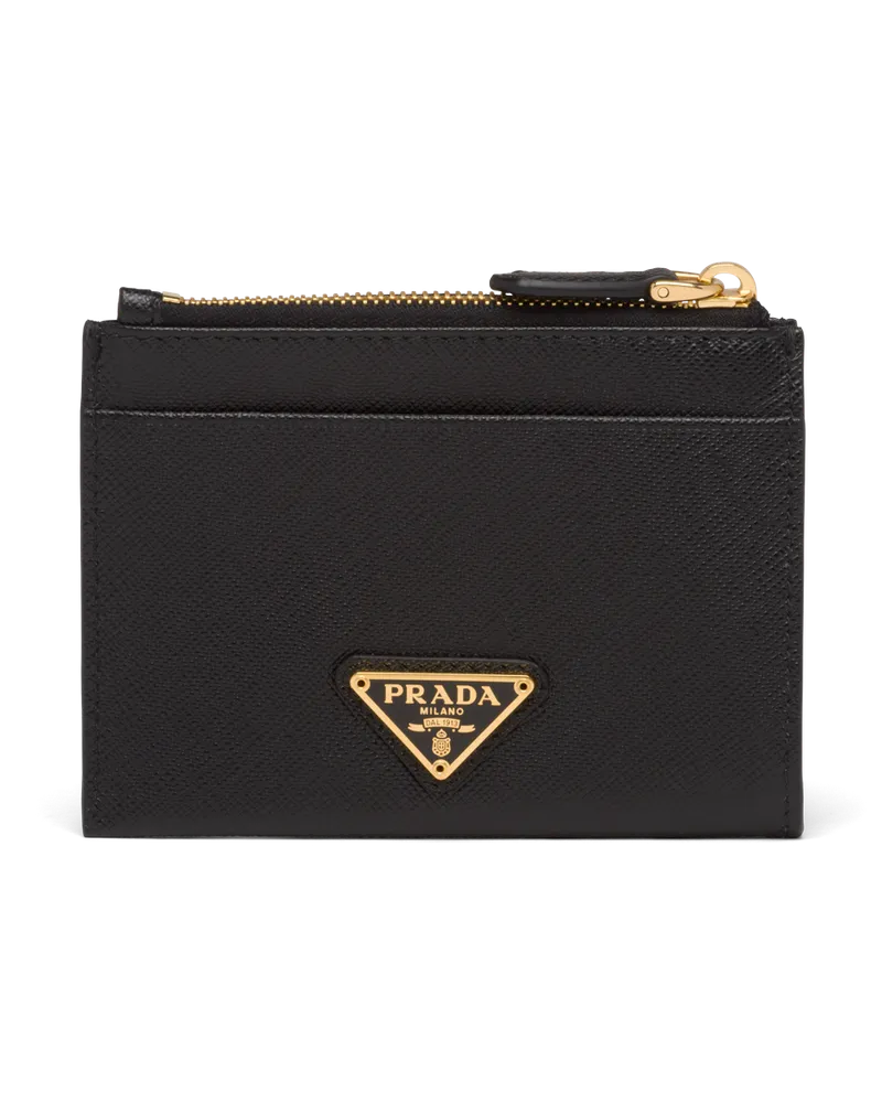 Prada Kreditkartenetui aus Saffiano Leder Schwarz