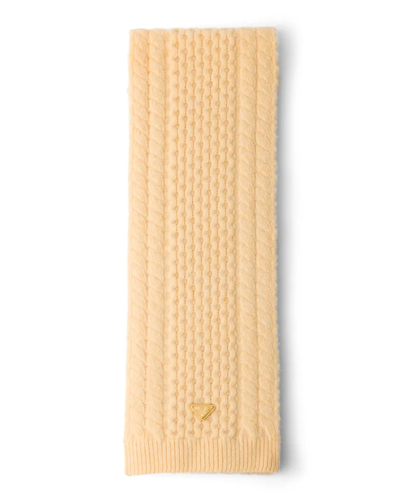 Prada Schal Aus Wolle, Damen, Creme Creme