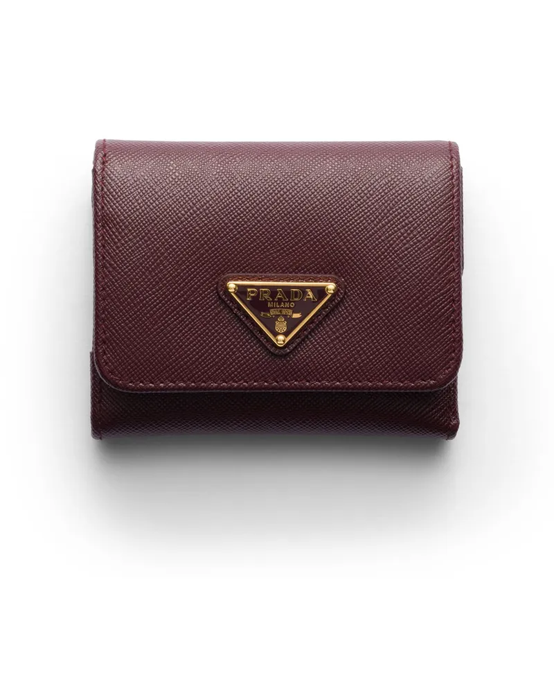 Prada Kleine Geldbörse Aus Saffiano-leder, Damen, Burgunderrot Burgunderrot