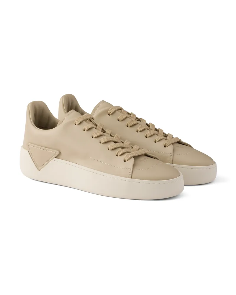 Prada Sneaker Court Aus Leder, Damen, Wüstenbeige, Größe Wüstenbeige