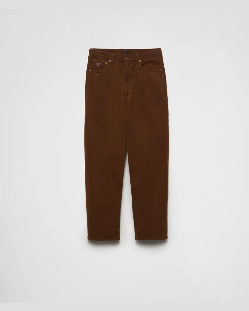 Prada Baggy Hose aus Cord Karamell