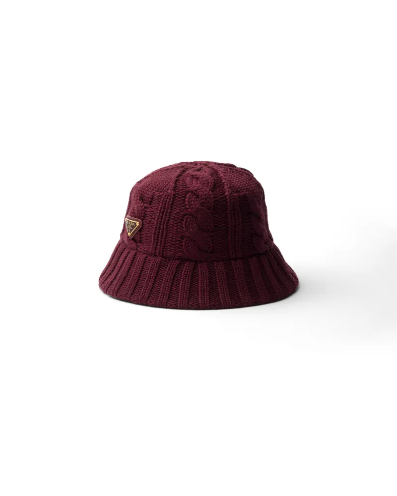 Prada Fischerhut Aus Wolle, Damen, Amaranthrot/maisgelb, Größe Amaranthrot