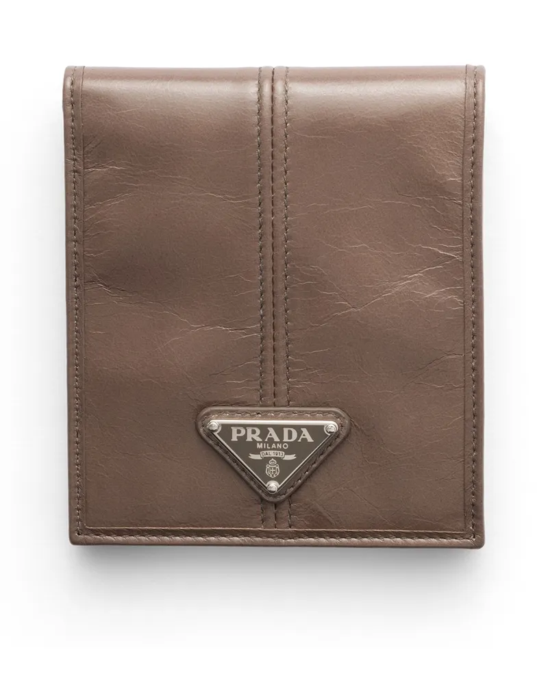 Prada Geldbörse Aus Leder, Herren, Lehmgrau Lehmgrau